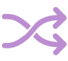 Two purple arrows crossing over going to right