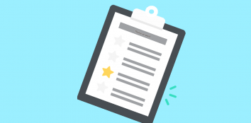 animation style picture of clipboard on blue background